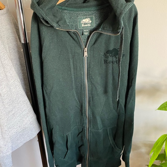 Roots hoodie extra long length dark green size xs - Picture 4 of 4